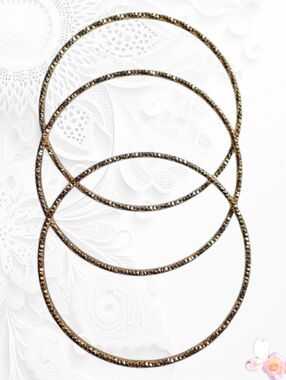 Gold Textured Stacking Bangles Set of Three Slim Sparkle Bracelet Trio 244